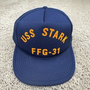 USS Stark Hat FFG-31 Snapback Navy/Yellow 5 Panel Mesh Back Foam Trucker Cap